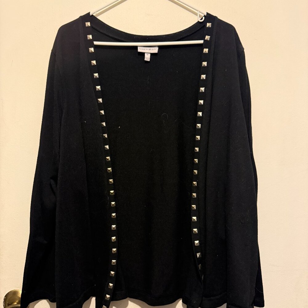Fashion Bug Black Open Cardigan Size 1X (CLO)